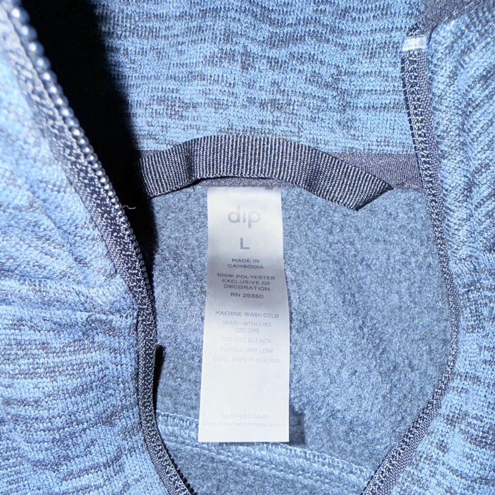 Dip Men’s Full-Zip Fleece Jacket – Blue, Size Large - Picture 2 of 7